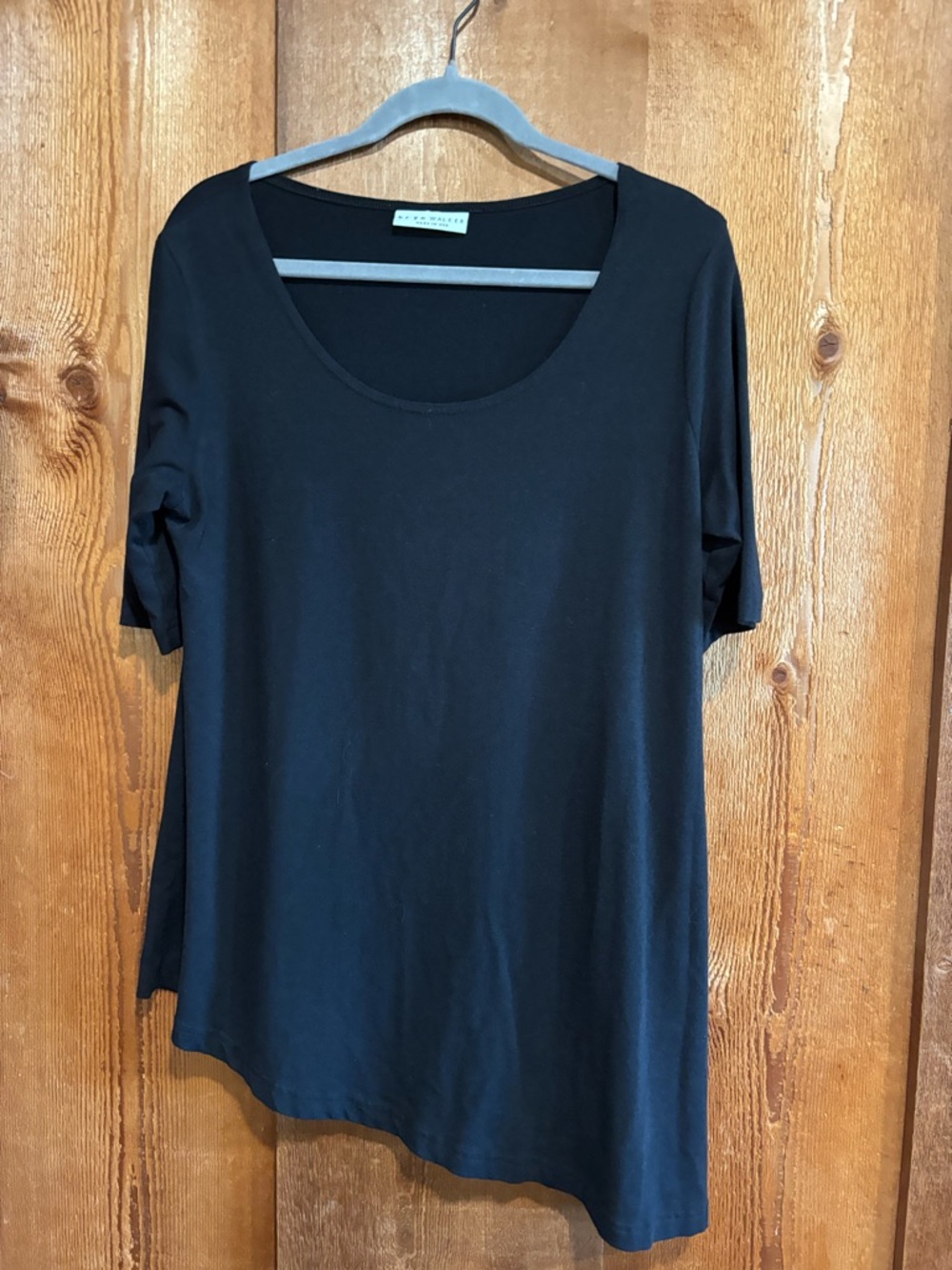 Bryn Walker Bamboo Organic Cotton Asymmetrical Top Tunic Lagenlook Black